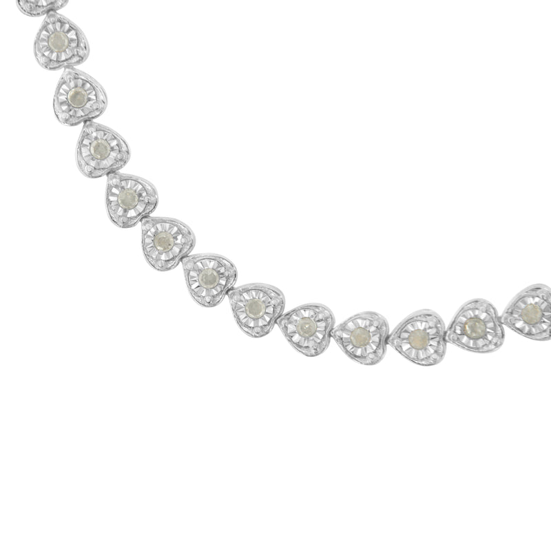 Bids.com .925 Sterling Silver 1.0 Cttw Miracle Set Diamond Heart-Link 7" Tennis Bracelet (I-J Color, I2-I3 Clarity) Bracelets White Smoke 7 / White.Sterling Silver,7 / Yellow.Sterling Silver,7 / Rose.Sterling Silver