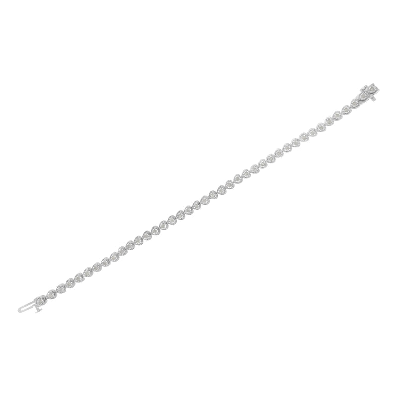 Bids.com .925 Sterling Silver 1.0 Cttw Miracle Set Diamond Heart-Link 7" Tennis Bracelet (I-J Color, I2-I3 Clarity) Bracelets White Smoke 7 / White.Sterling Silver,7 / Yellow.Sterling Silver,7 / Rose.Sterling Silver