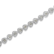 Bids.com .925 Sterling Silver 1.0 Cttw Miracle Set Diamond Heart-Link 7" Tennis Bracelet (I-J Color, I2-I3 Clarity) Bracelets White Smoke 7 / White.Sterling Silver,7 / Yellow.Sterling Silver,7 / Rose.Sterling Silver