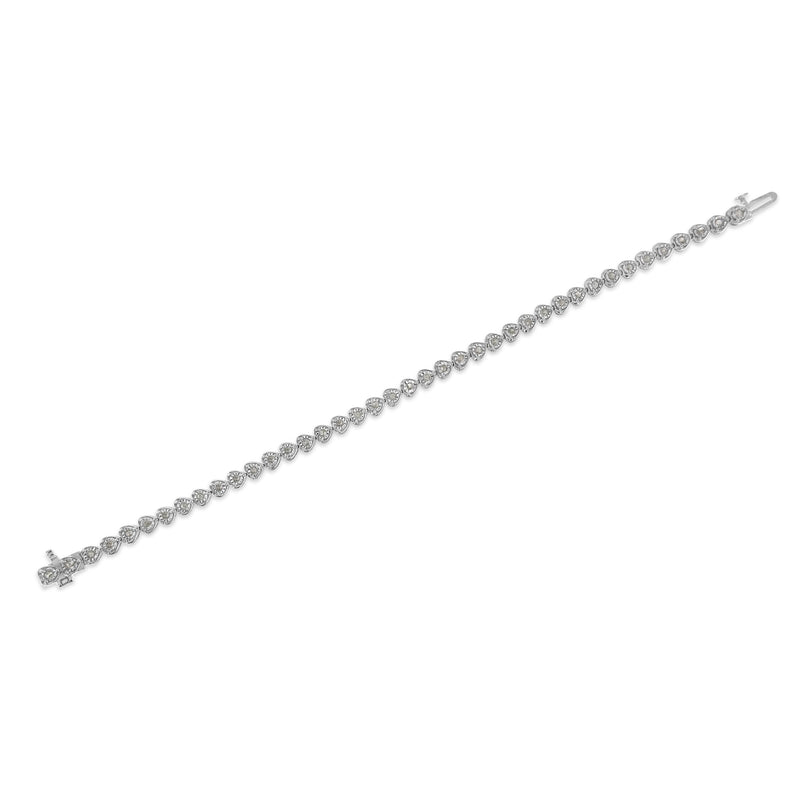 Bids.com .925 Sterling Silver 1.0 Cttw Miracle Set Diamond Heart-Link 7" Tennis Bracelet (I-J Color, I2-I3 Clarity) Bracelets White Smoke 7 / White.Sterling Silver,7 / Yellow.Sterling Silver,7 / Rose.Sterling Silver
