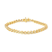 Bids.com .925 Sterling Silver 1.0 Cttw Miracle Set Diamond Heart-Link 7" Tennis Bracelet (I-J Color, I2-I3 Clarity) Bracelets White Smoke 7 / Yellow.Sterling Silver