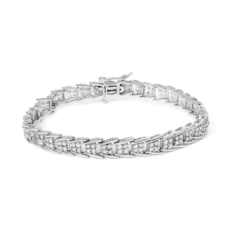 Bids.com 10k White Gold 2 cttw Diamond Fan-Shaped Link Tennis Bracelet (I-J Clarity, I3 Color) - Size 7.25" Bracelets White Smoke White.Gold / 7.25