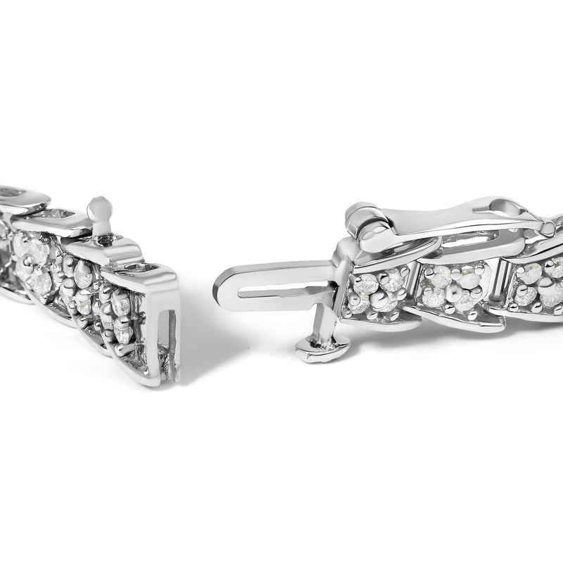 Bids.com 10k White Gold 2 cttw Diamond Fan-Shaped Link Tennis Bracelet (I-J Clarity, I3 Color) - Size 7.25" Bracelets White Smoke White.Gold / 7.25