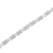 Bids.com .925 Sterling Silver 1-1/2 Cttw Diamond Cluster X Link 7" Tennis Bracelet (I-J color, I3 clarity) Bracelets White Smoke White.Sterling Silver / 7