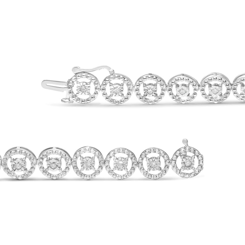 Bids.com .925 Sterling Silver 1/2 Cttw Diamond Nested Circle Miracle Set Open Wheel 7" Fashion Link Bracelet (I-J Color, I3 Clarity) Bracelets White Smoke White.Sterling Silver / 7