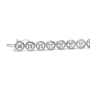Bids.com .925 Sterling Silver 1/2 Cttw Diamond Nested Circle Miracle Set Open Wheel 7" Fashion Link Bracelet (I-J Color, I3 Clarity) Bracelets White Smoke White.Sterling Silver / 7