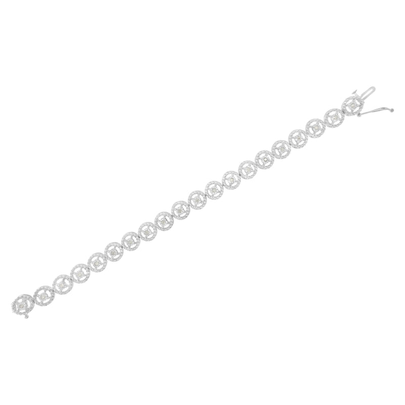 Bids.com .925 Sterling Silver 1/2 Cttw Diamond Nested Circle Miracle Set Open Wheel 7" Fashion Link Bracelet (I-J Color, I3 Clarity) Bracelets White Smoke White.Sterling Silver / 7