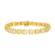 Bids.com 10K Yellow Gold Plated Sterling Silver 2 cttw Diamond "XOXO" Bracelet (J-K Clarity, I1-I2 Color) - Size 7.25" Bracelets White Smoke YellowWhite.Sterling Silver / 7.25