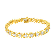 Bids.com 10K Yellow Gold Plated Sterling Silver 2 cttw Diamond "XOXO" Bracelet (J-K Clarity, I1-I2 Color) - Size 7.25" Bracelets White Smoke YellowWhite.Sterling Silver / 7.25