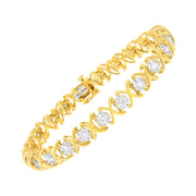 Bids.com 10K Yellow Gold Plated Sterling Silver 2 cttw Diamond "XOXO" Bracelet (J-K Clarity, I1-I2 Color) - Size 7.25" Bracelets White Smoke YellowWhite.Sterling Silver / 7.25