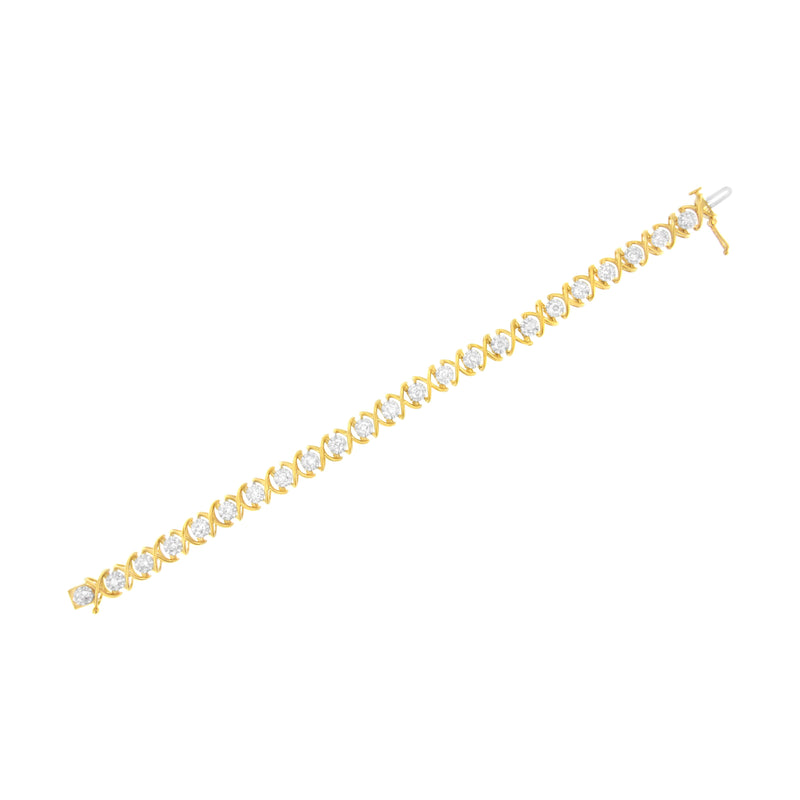 Bids.com 10K Yellow Gold Plated Sterling Silver 2 cttw Diamond "XOXO" Bracelet (J-K Clarity, I1-I2 Color) - Size 7.25" Bracelets White Smoke YellowWhite.Sterling Silver / 7.25