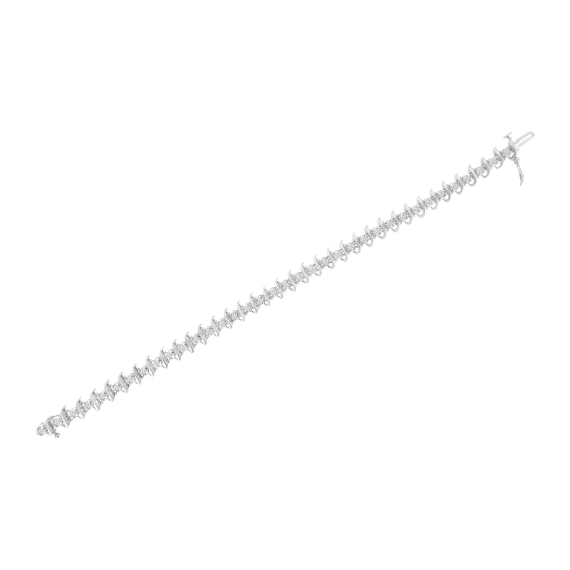 Bids.com .925 Sterling Silver 1 cttw Prong-Set Diamond Link Bracelet (I-J, I1-I2) - 7.25" Bracelets White Smoke White.Sterling Silver / 7.5