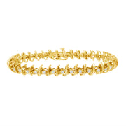 Bids.com 10KT Yellow Gold Plated .925 Sterling Silver 1 cttw Prong-Set Diamond Link Bracelet (J-K, I1-I2) - 7.5" Bracelets White Smoke Yellow.Sterling Silver / 7.5
