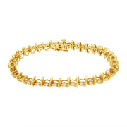 Bids.com 10KT Yellow Gold Plated .925 Sterling Silver 1 cttw Prong-Set Diamond Link Bracelet (J-K, I1-I2) - 7.5" Bracelets White Smoke Yellow.Sterling Silver / 7.5