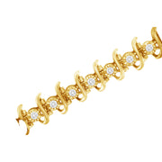 Bids.com 10KT Yellow Gold Plated .925 Sterling Silver 1 cttw Prong-Set Diamond Link Bracelet (J-K, I1-I2) - 7.5" Bracelets White Smoke Yellow.Sterling Silver / 7.5