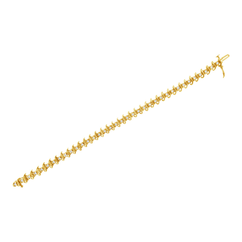 Bids.com 10KT Yellow Gold Plated .925 Sterling Silver 1 cttw Prong-Set Diamond Link Bracelet (J-K, I1-I2) - 7.5" Bracelets White Smoke Yellow.Sterling Silver / 7.5