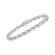 Bids.com .925 Sterling Silver 1 cttw Brilliant Round-Cut Diamond "X" Link Bracelet (I-J Clarity, I2-I3 Color) - Size 7" Bracelets White Smoke White.Sterling Silver / 7.25
