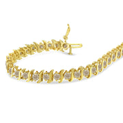 Bids.com 10K Yellow Gold Plated .925 Sterling Silver 7.0 cttw 2-Prong Set Round Brilliant Cut Diamond "S" Link Bracelet (J-K color, I1-I2 clarity) - 7" Bracelets White Smoke Yellow.Sterling Silver / 7