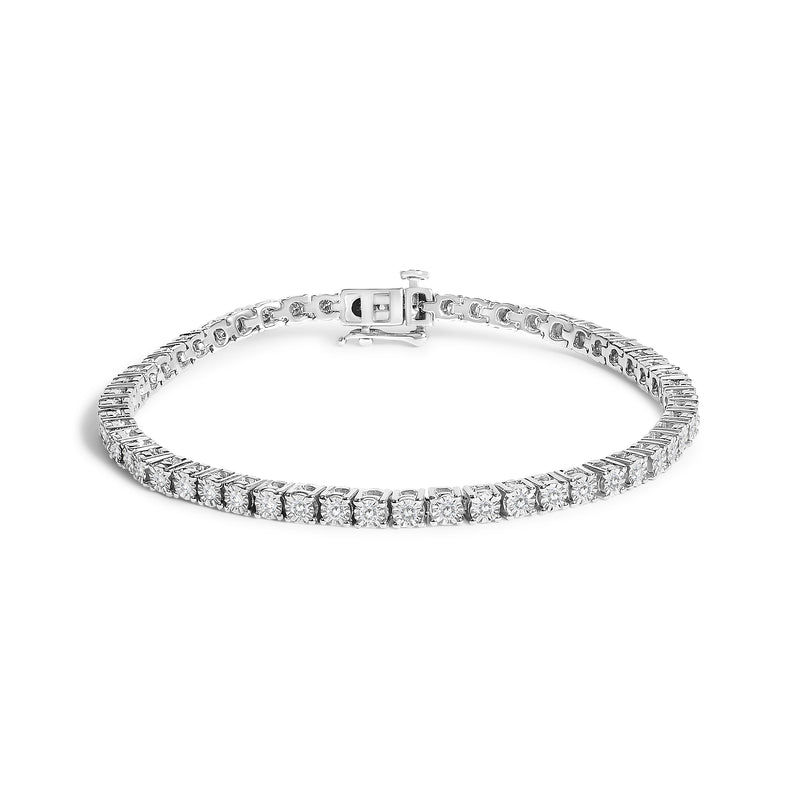 Bids.com .925 Sterling Silver 3.0 Cttw Lab Grown Diamond Illusion-Set Miracle Plate Tennis Bracelet (G-H Color, VS1-VS2 Clarity) - Size 7.25" Bracelets White Smoke White.Sterling Silver / 7.25 / 3,White.Sterling Silver / 7.25 / 2,White.Sterling Silver / 7.25 / 1