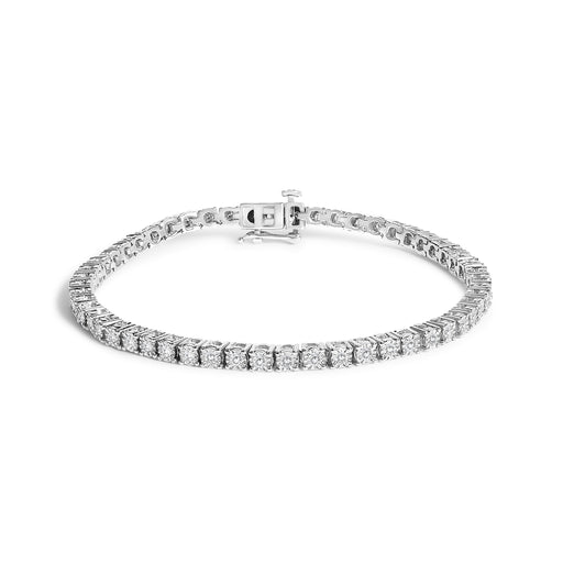 Bids.com .925 Sterling Silver 3.0 Cttw Lab Grown Diamond Illusion-Set Miracle Plate Tennis Bracelet (G-H Color, VS1-VS2 Clarity) - Size 7.25" Bracelets White Smoke White.Sterling Silver / 7.25 / 3,White.Sterling Silver / 7.25 / 2,White.Sterling Silver / 7.25 / 1
