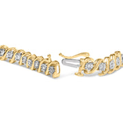 Bids.com 14K Yellow Gold Plated .925 Sterling Silver 1/2 Cttw Round Miracle-Set Diamond S-Curve Tennis Bracelet (I-J Color, I3 Clarity) - 7" Bracelets White Smoke YellowWhite.Sterling Silver / 7