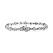 Bids.com .925 Sterling Silver 1.0 Cttw Diamond Swirl Beaded Link Bracelet (I-J Color, I3-Promo Clarity) - 7.25" Inches Bracelets White Smoke White.Sterling Silver / 7.25