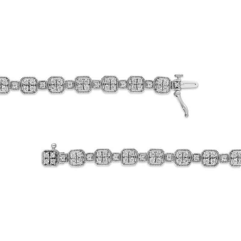 Bids.com 10K White Gold 2.0 Cttw Diamond Square Link Bracelet (J-K Color, I2-I3 Clarity) - Size 7.25" Bracelets White Smoke White.Gold / 725,White.Gold / 7.25