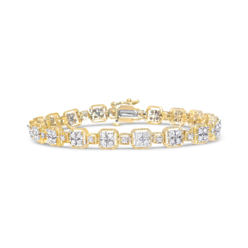 Bids.com 10K White Gold 2.0 Cttw Diamond Square Link Bracelet (J-K Color, I2-I3 Clarity) - Size 7.25" Bracelets White Smoke White.Gold / 725