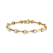 Bids.com 10K Yellow Gold Plated .925 Sterling Silver 1.0 Cttw Miracle Set Diamond Bezel Style Station Link Bracelet (H-I Color, I3 Clarity) - Size 7" Bracelets White Smoke Yellow.Sterling Silver / 7