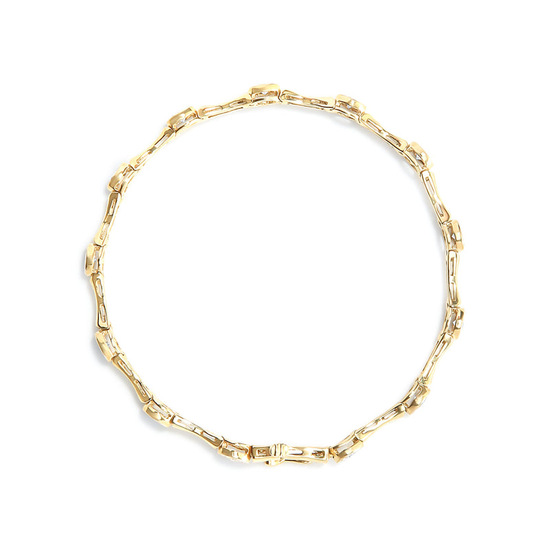 Bids.com 10K Yellow Gold Plated .925 Sterling Silver 1.0 Cttw Miracle Set Diamond Bezel Style Station Link Bracelet (H-I Color, I3 Clarity) - Size 7" Bracelets White Smoke Yellow.Sterling Silver / 7