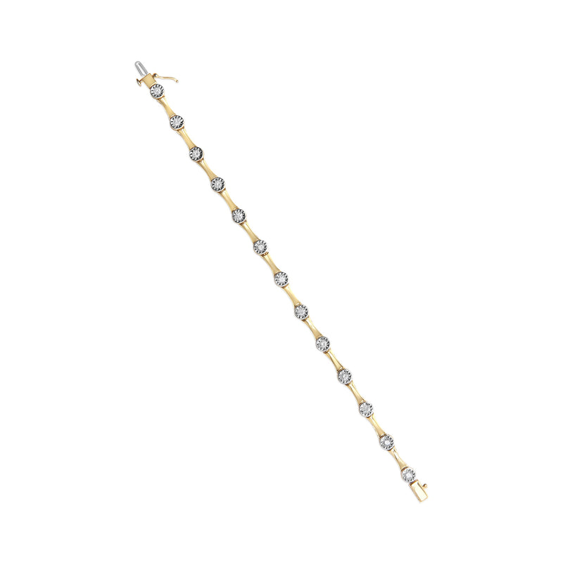 Bids.com 10K Yellow Gold Plated .925 Sterling Silver 1.0 Cttw Miracle Set Diamond Bezel Style Station Link Bracelet (H-I Color, I3 Clarity) - Size 7" Bracelets White Smoke Yellow.Sterling Silver / 7