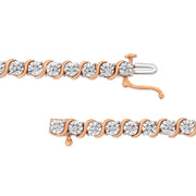 Bids.com 14K Rose Gold Plated .925 Sterling Silver 1/10 Cttw Diamond Round Miracle Plate and "S" Link Tennis Bracelet (I-J Color, I2- I3 Clarity) - 7" Bracelets White Smoke Rose.Sterling Silver / 7,White.Sterling Silver / 7,Yellow.Sterling Silver / 7