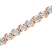 Bids.com 14K Rose Gold Plated .925 Sterling Silver 1/10 Cttw Diamond Round Miracle Plate and "S" Link Tennis Bracelet (I-J Color, I2- I3 Clarity) - 7" Bracelets White Smoke Rose.Sterling Silver / 7,White.Sterling Silver / 7,Yellow.Sterling Silver / 7