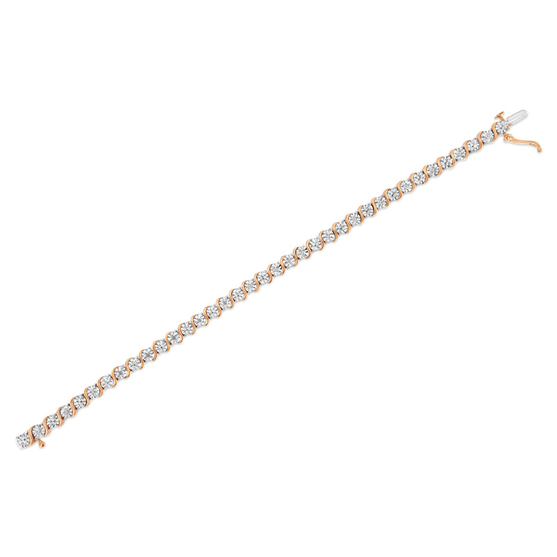 Bids.com 14K Rose Gold Plated .925 Sterling Silver 1/10 Cttw Diamond Round Miracle Plate and "S" Link Tennis Bracelet (I-J Color, I2- I3 Clarity) - 7" Bracelets White Smoke Rose.Sterling Silver / 7,White.Sterling Silver / 7,Yellow.Sterling Silver / 7