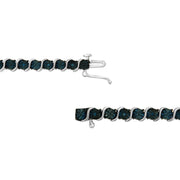 Bids.com .925 Sterling Silver 1/10 Cttw Miracle-Set Treated Blue Color Diamond Miracle Plate "S" Link Tennis Bracelet (Blue Color, I2- I3 Clarity) - 7.25" Bracelets White Smoke White.Sterling Silver / 7.25