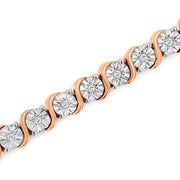 Bids.com 14K Rose Gold Plated .925 Sterling Silver 1/4 Cttw Diamond Round Miracle Plate and "S" Link Tennis Bracelet (I-J Color, I2- I3 Clarity) - 7" Bracelets White Smoke Rose.Sterling Silver / 7,White.Sterling Silver / 7,Yellow.Sterling Silver / 7