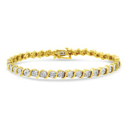 Bids.com 14K Rose Gold Plated .925 Sterling Silver 1/4 Cttw Diamond Round Miracle Plate and "S" Link Tennis Bracelet (I-J Color, I2- I3 Clarity) - 7" Bracelets White Smoke Yellow.Sterling Silver / 7