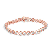Bids.com 14K Yellow Gold Plated .925 Sterling Silver 1/10 Cttw Diamond Open Circle Beaded Wheel Link Tennis Bracelet (I-J Color, I3 Clarity) - 7.25" Bracelets White Smoke Rose.Sterling Silver / 7.25