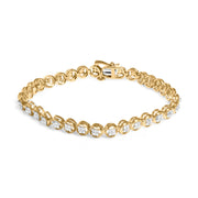 Bids.com 14K Yellow Gold Plated .925 Sterling Silver 1/10 Cttw Diamond Open Circle Beaded Wheel Link Tennis Bracelet (I-J Color, I3 Clarity) - 7.25" Bracelets White Smoke Yellow.Sterling Silver / 7.25
