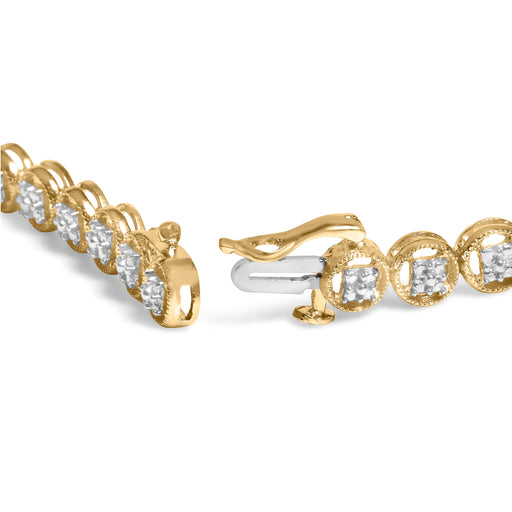 Bids.com 14K Yellow Gold Plated .925 Sterling Silver 1/10 Cttw Diamond Open Circle Beaded Wheel Link Tennis Bracelet (I-J Color, I3 Clarity) - 7.25" Bracelets White Smoke Yellow.Sterling Silver / 7.25,White.Sterling Silver / 7.25,Rose.Sterling Silver / 7.25