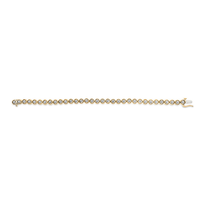 Bids.com 14K Yellow Gold Plated .925 Sterling Silver 1/10 Cttw Diamond Open Circle Beaded Wheel Link Tennis Bracelet (I-J Color, I3 Clarity) - 7.25" Bracelets Seashell Yellow.Sterling Silver / 7.25,White.Sterling Silver / 7.25,Rose.Sterling Silver / 7.25