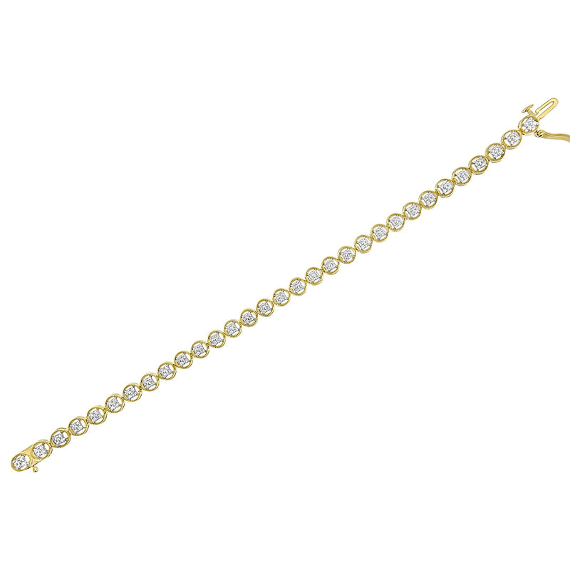 Bids.com 14K Yellow Gold Plated .925 Sterling Silver 1/10 Cttw Diamond Open Circle Beaded Wheel Link Tennis Bracelet (I-J Color, I3 Clarity) - 7.25" Bracelets White Smoke Yellow.Sterling Silver / 7.25,White.Sterling Silver / 7.25,Rose.Sterling Silver / 7.25