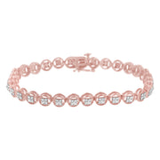 Bids.com 14K Rose Gold Over .925 Sterling Silver 1/4 Cttw Diamond 7" Open Circle Wheel Link Tennis Bracelet (I-J Color, I2-I3 Clarity) Bracelets White Smoke 7 / White.Sterling Silver,7 / Yellow.Sterling Silver,7 / Rose.Sterling Silver