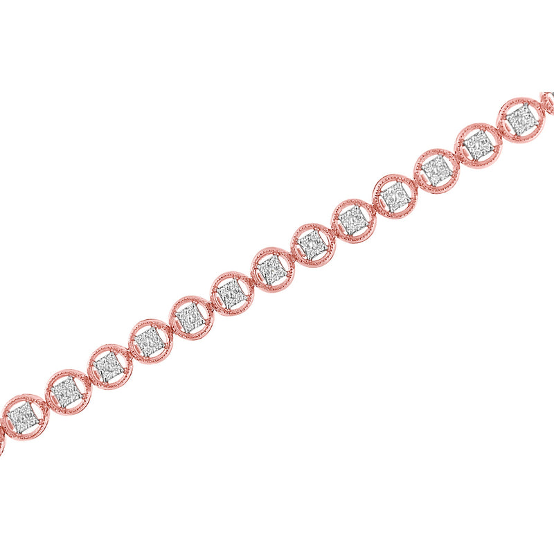 Bids.com 14K Rose Gold Over .925 Sterling Silver 1/4 Cttw Diamond 7" Open Circle Wheel Link Tennis Bracelet (I-J Color, I2-I3 Clarity) Bracelets White Smoke 7 / White.Sterling Silver,7 / Yellow.Sterling Silver,7 / Rose.Sterling Silver