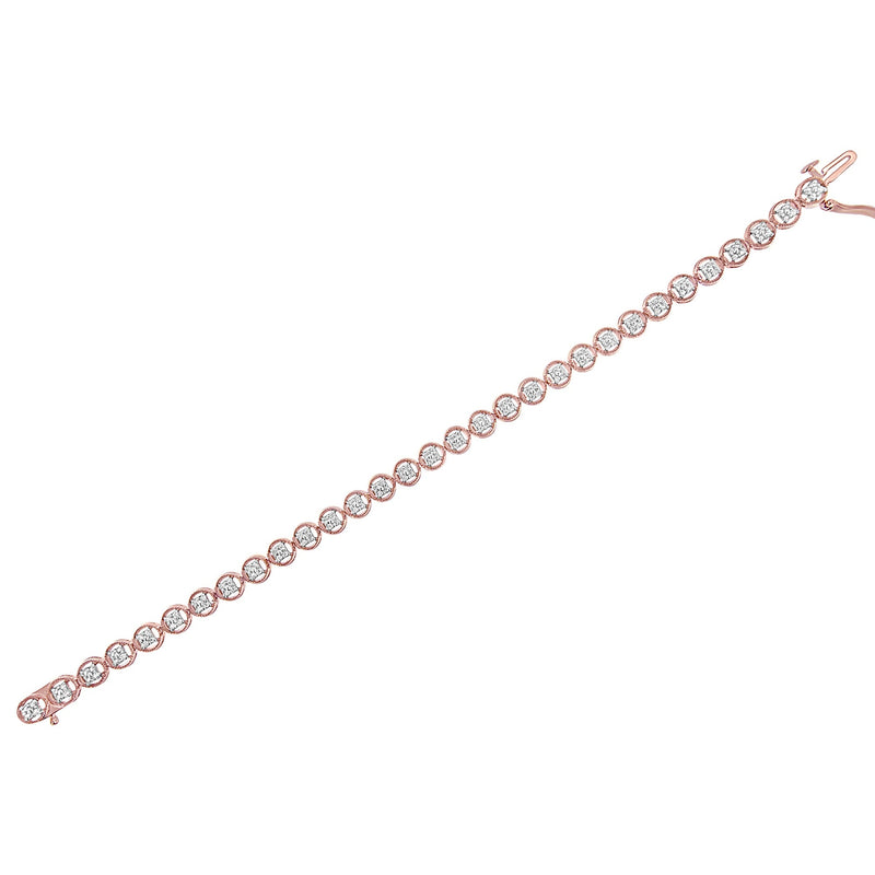 Bids.com 14K Rose Gold Over .925 Sterling Silver 1/4 Cttw Diamond 7" Open Circle Wheel Link Tennis Bracelet (I-J Color, I2-I3 Clarity) Bracelets White Smoke 7 / White.Sterling Silver,7 / Yellow.Sterling Silver,7 / Rose.Sterling Silver