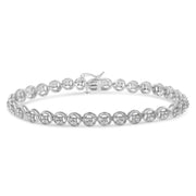 Bids.com 14K Rose Gold Over .925 Sterling Silver 1/4 Cttw Diamond 7" Open Circle Wheel Link Tennis Bracelet (I-J Color, I2-I3 Clarity) Bracelets White Smoke 7 / White.Sterling Silver