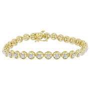 Bids.com 14K Rose Gold Over .925 Sterling Silver 1/4 Cttw Diamond 7" Open Circle Wheel Link Tennis Bracelet (I-J Color, I2-I3 Clarity) Bracelets White Smoke 7 / Yellow.Sterling Silver
