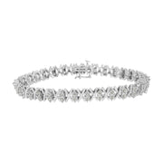 Bids.com .925 Sterling Silver 1.0 Cttw Diamond Miracle-Set X-Link 7" Tennis Bracelet (I-J Color, I3 Clarity) Bracelets White Smoke White.Sterling Silver / 7