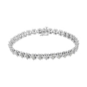 Bids.com .925 Sterling Silver 1.0 Cttw Diamond Miracle-Set X-Link 7" Tennis Bracelet (I-J Color, I3 Clarity) Bracelets White Smoke White.Sterling Silver / 7