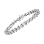 Bids.com .925 Sterling Silver 1.0 Cttw Diamond Miracle-Set X-Link 7" Tennis Bracelet (I-J Color, I3 Clarity) Bracelets White Smoke White.Sterling Silver / 7